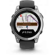 Garmin Fenix E 47 mm AMOLED Stainless Steel with Black Silicone Band (010-03025-00)